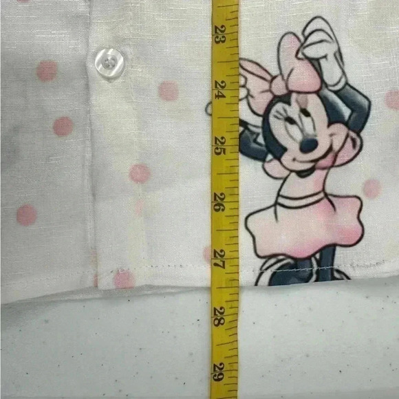Minnie Mouse Women’s Long Sleeve White Pink Polka Dots Polyester Blouse Size M - Picture 5 of 10